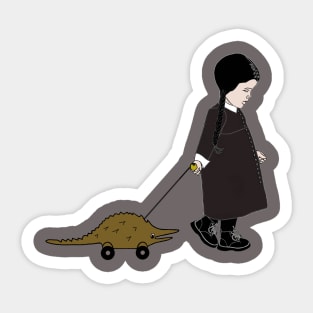 goth girl Walking the Alligator Sticker